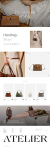 The Atelier theme had lots of white space and full bleed lifestyle and product imagery. The products featured are fine Italian leather goods.